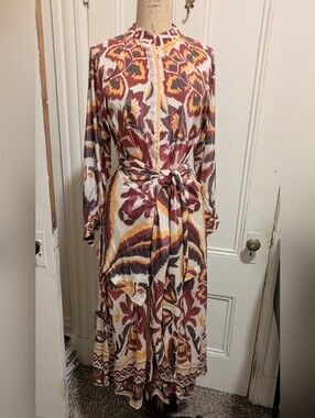 Farm Rio Printed Long Sleeve Maxi Dress Medium